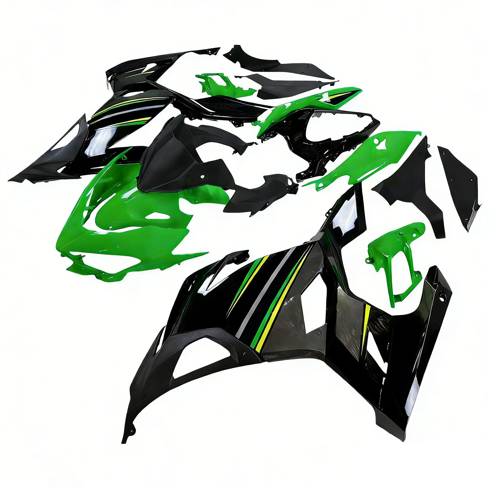 Amotopart Kawasaki 2018-2024 EX400/Ninja400 negro con kit de carenado verde