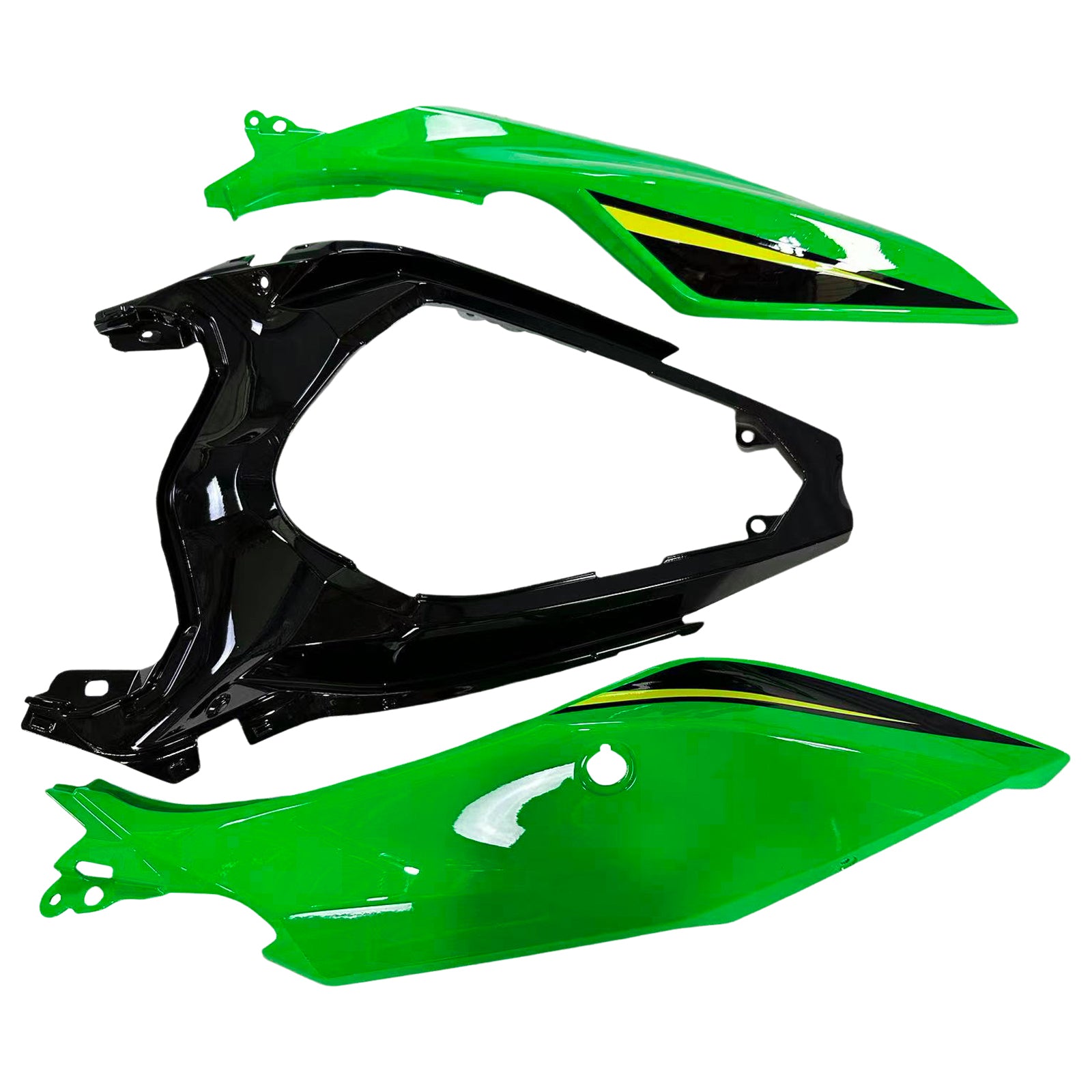 Amotopart Kawasaki 2018-2024 EX400/Ninja400 negro con kit de carenado verde