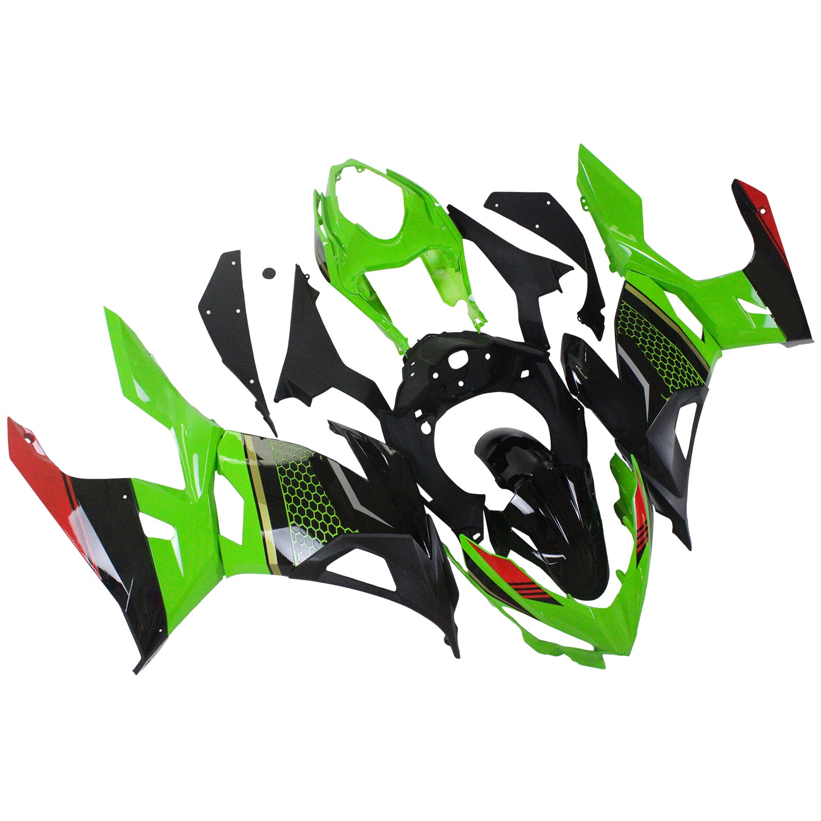 Amotopart Kawasaki 2018-2024 EX400/Ninja400 verde con kit de carenado negro