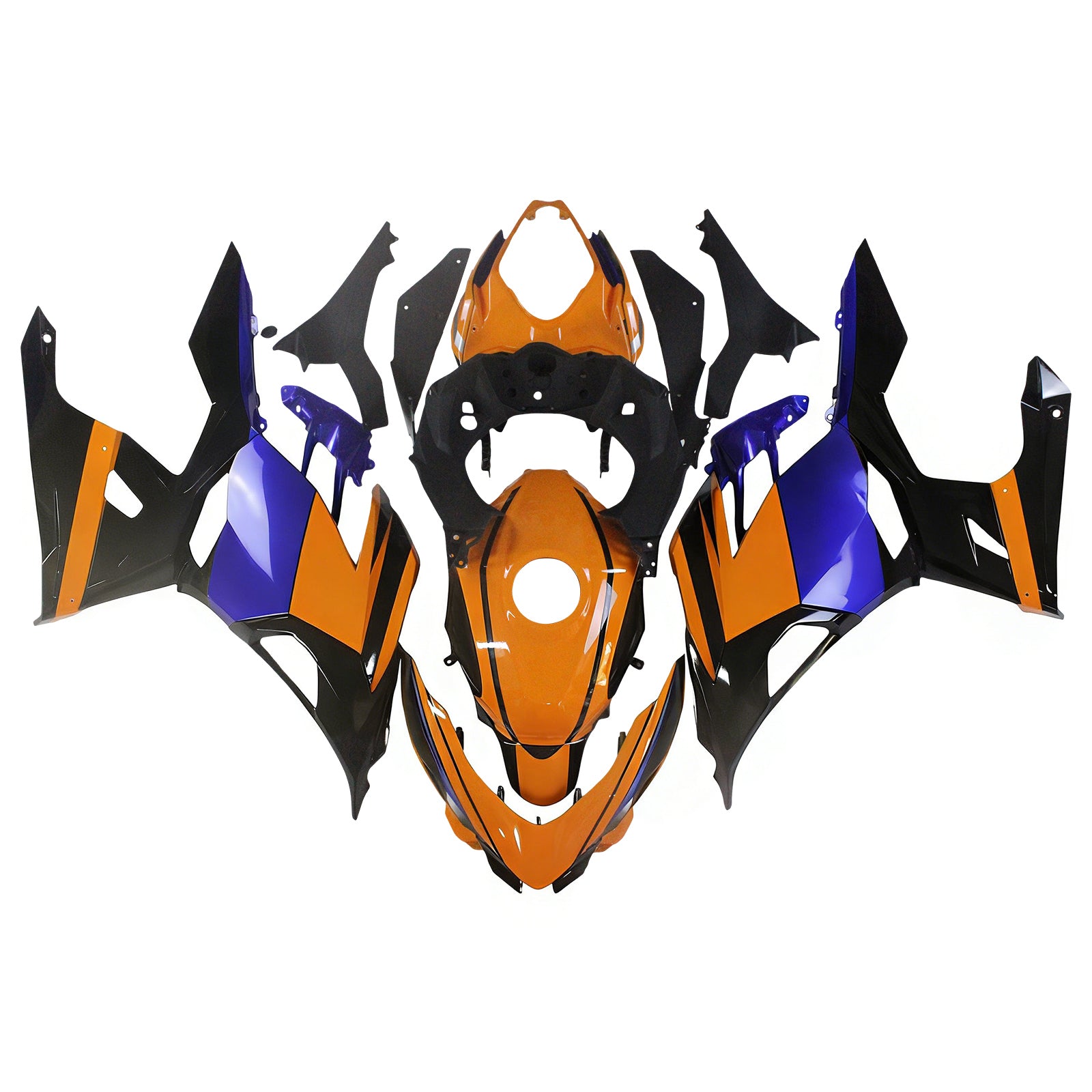 Amotopart 2018-2024 Kawasaki Ex400 Ninja400 Orange & Blue Facring Kit