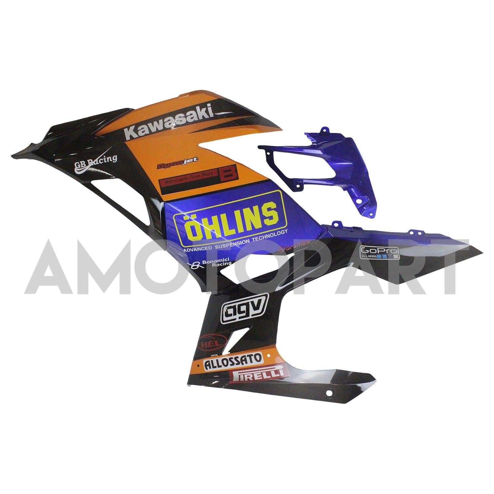Amotopart 2018–2024 Kawasaki EX400 Ninja400 Orange&Blaues Verkleidungskit