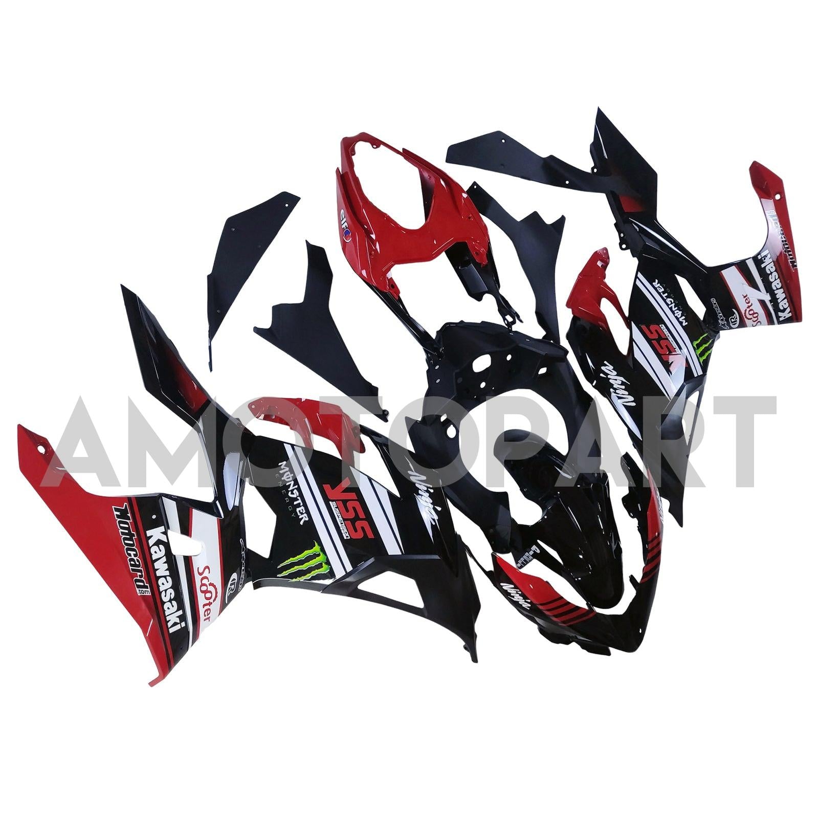 Amotopart 2018-2024 Kawasaki EX400 Ninja400 Red&Black Style2 Fairing Kit