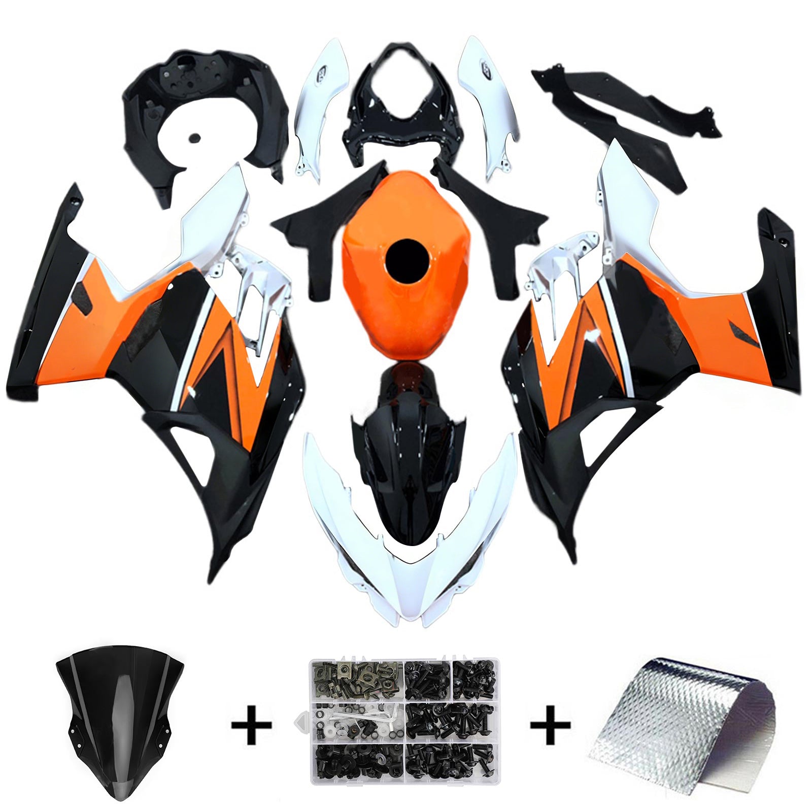 Amotopart 2018-2024 Kawasaki EX400 Ninja400 Orange & Black Fairing Kit
