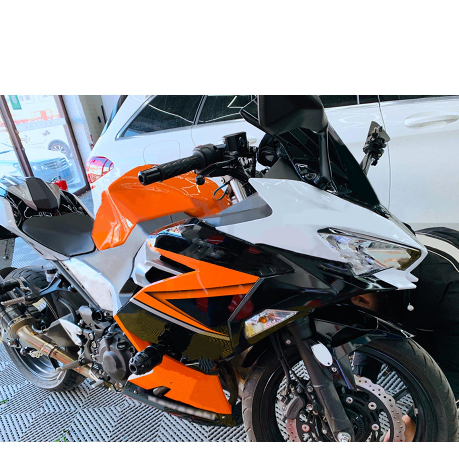 Amotopart 2018-2024 Kawasaki EX400 Ninja400 Orange & Black Fairing Kit