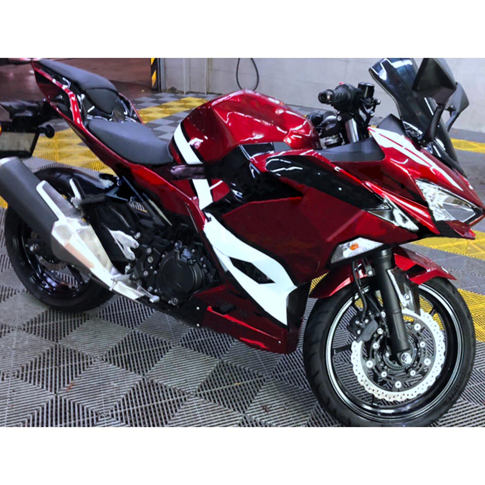 Amotopart 2018-2024 Kawasaki EX400 Ninja400 Dark Red Fairing Kit
