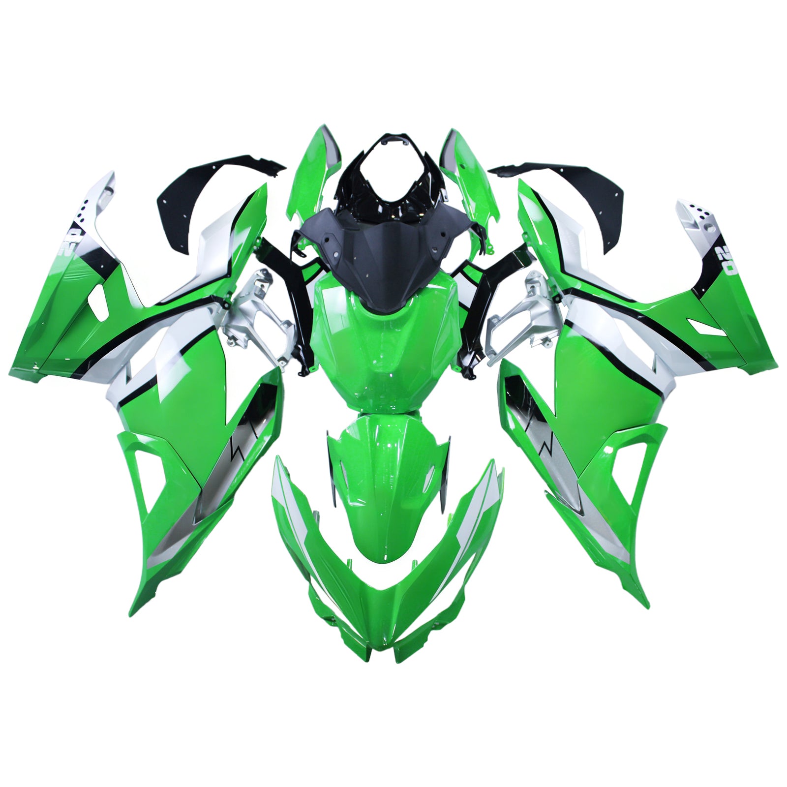 Amotopart 2018-2024 Kawasaki EX400 Ninja400 Green Fairing Kit