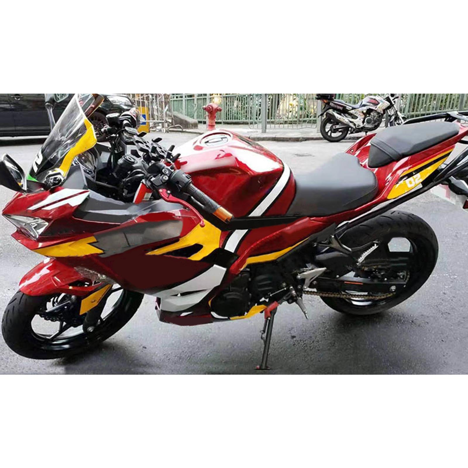 Amotopart 2018-2024 Kawasaki EX400 Ninja400 Red&Yellow Fairing Kit