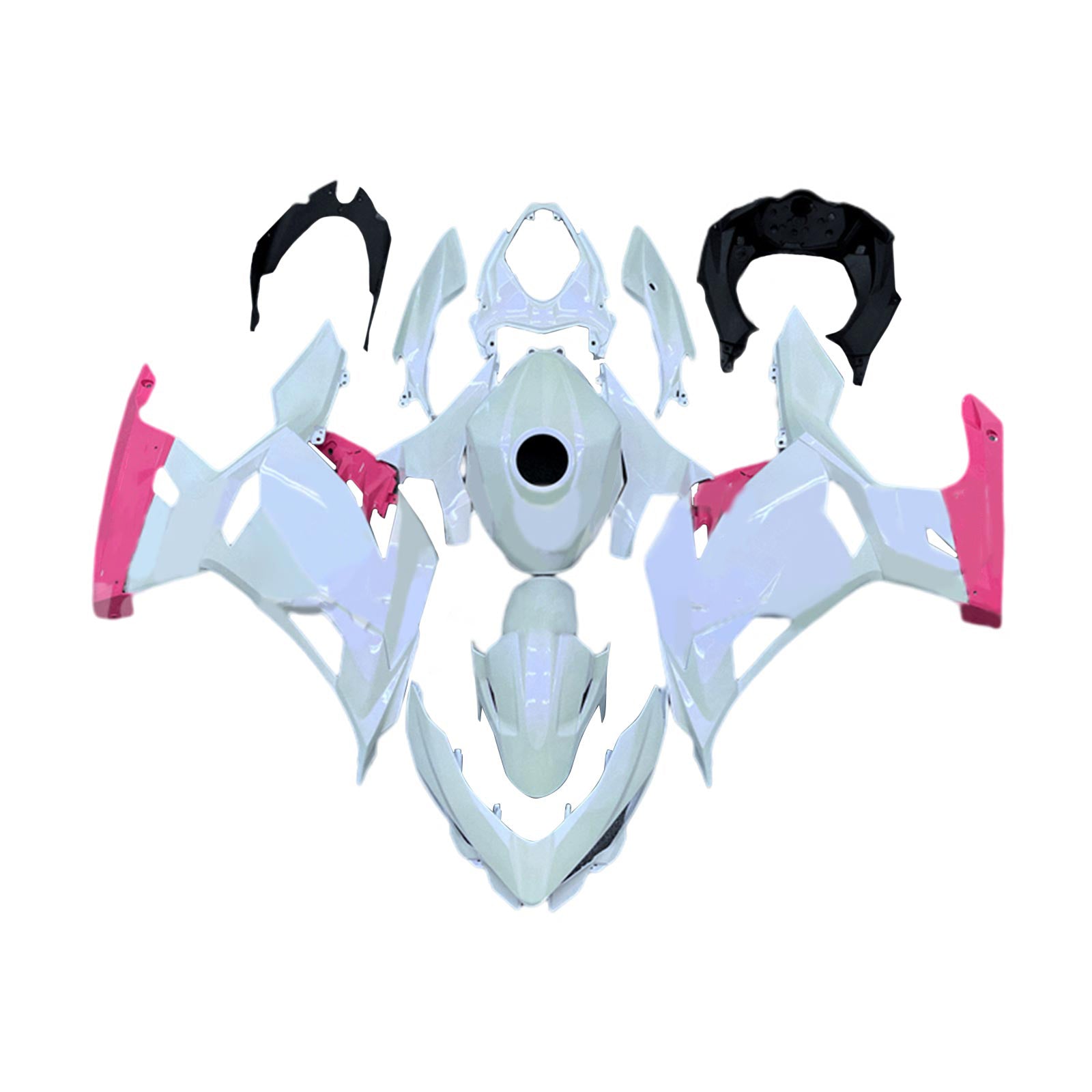 Amotopart 2018-2024 Kawasaki EX400 Ninja400 White&Pink Fairing Kit