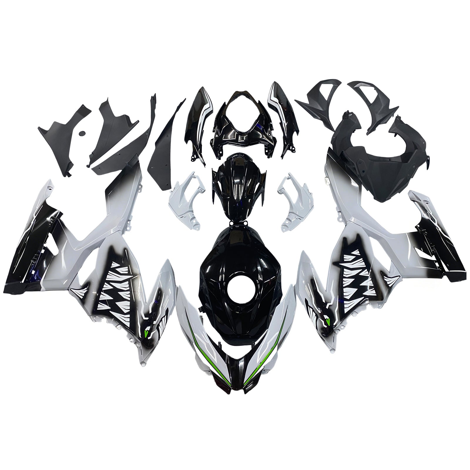 Amotopart 2018-2024 Kawasaki EX400 Ninja400 White Grey&Black Fairing Kit