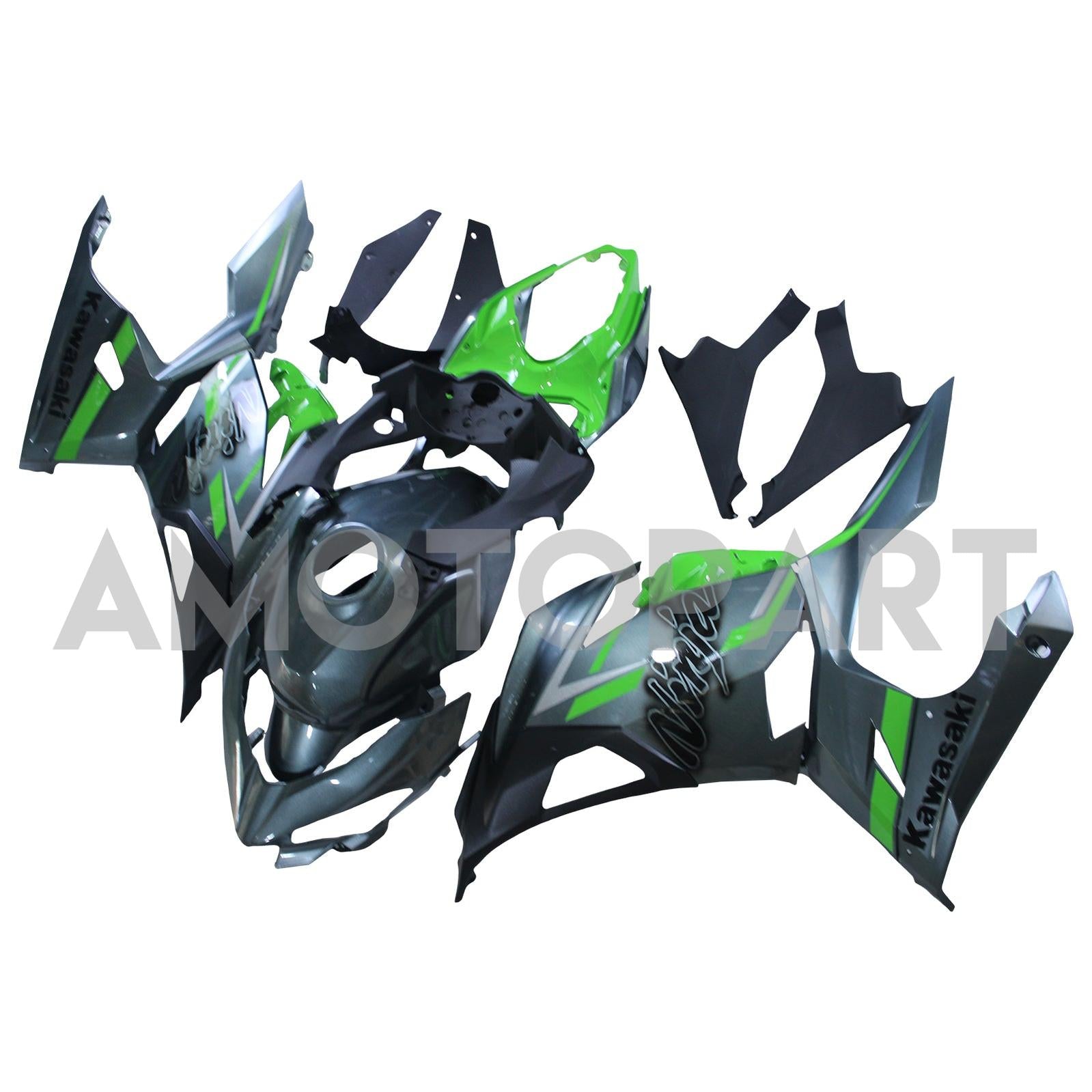 Amotopart 2018-2024 Kawasaki EX400 Ninja400 Black&Green Fairing Kit