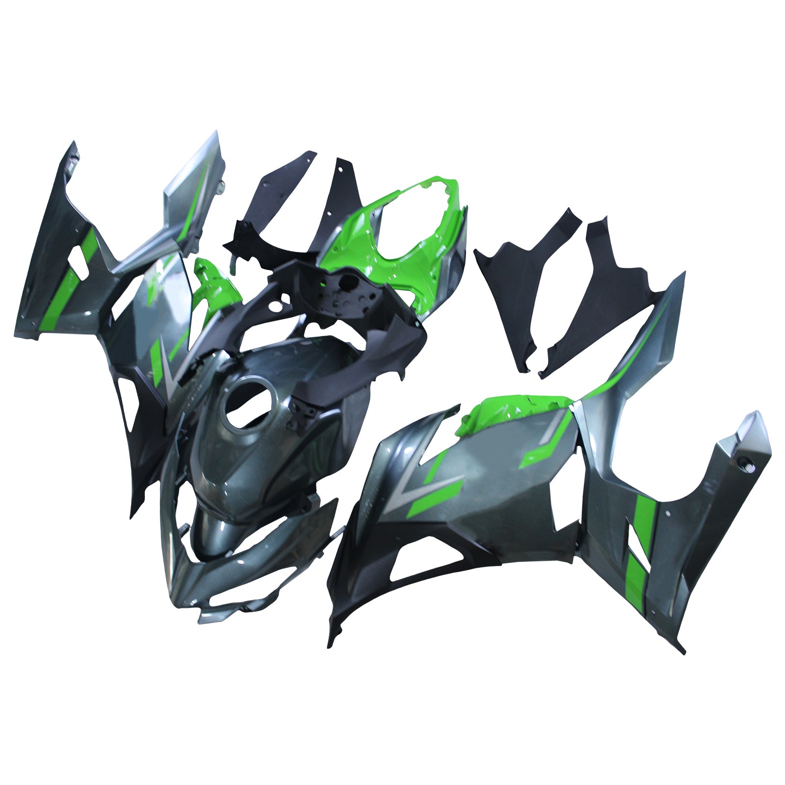 Amotopart 2018-2024 Kawasaki EX400 NINJA400 Black & Green Fairing Kit