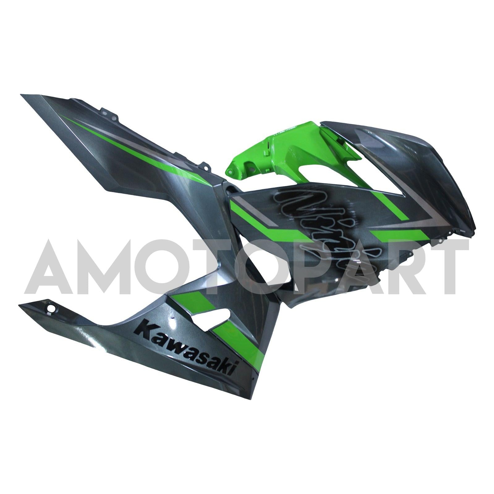 Amotopart 2018-2024 Kawasaki EX400 Ninja400 Black&Green Fairing Kit
