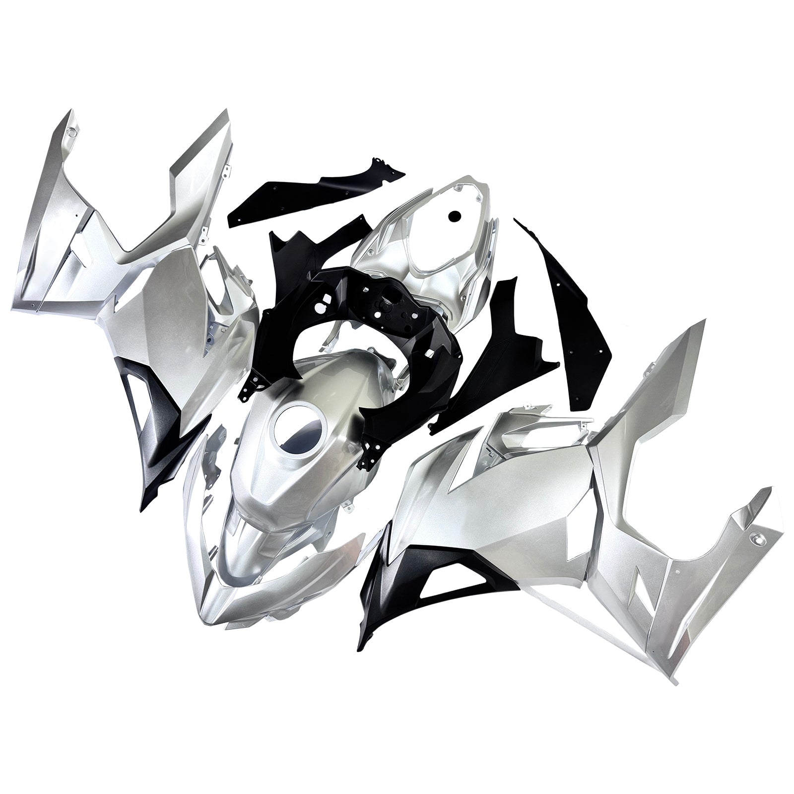 Amotopart 2018-2024 Kawasaki EX400 Ninja400 Silver Fairing Kit