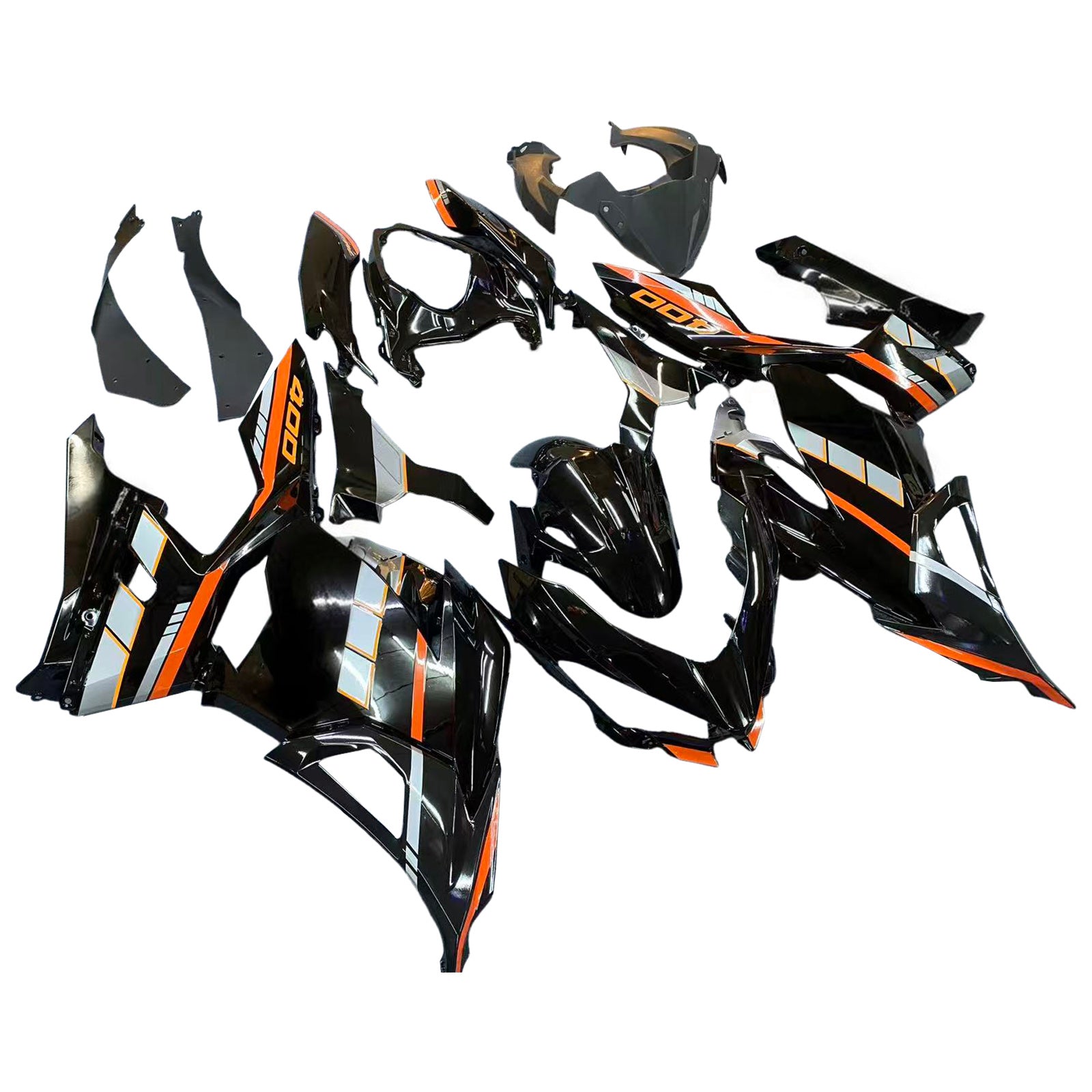 Amotopart 2018-2024 KAWASAKI EX400 NINJA400 Sort med Orange Letter Fairing Kit