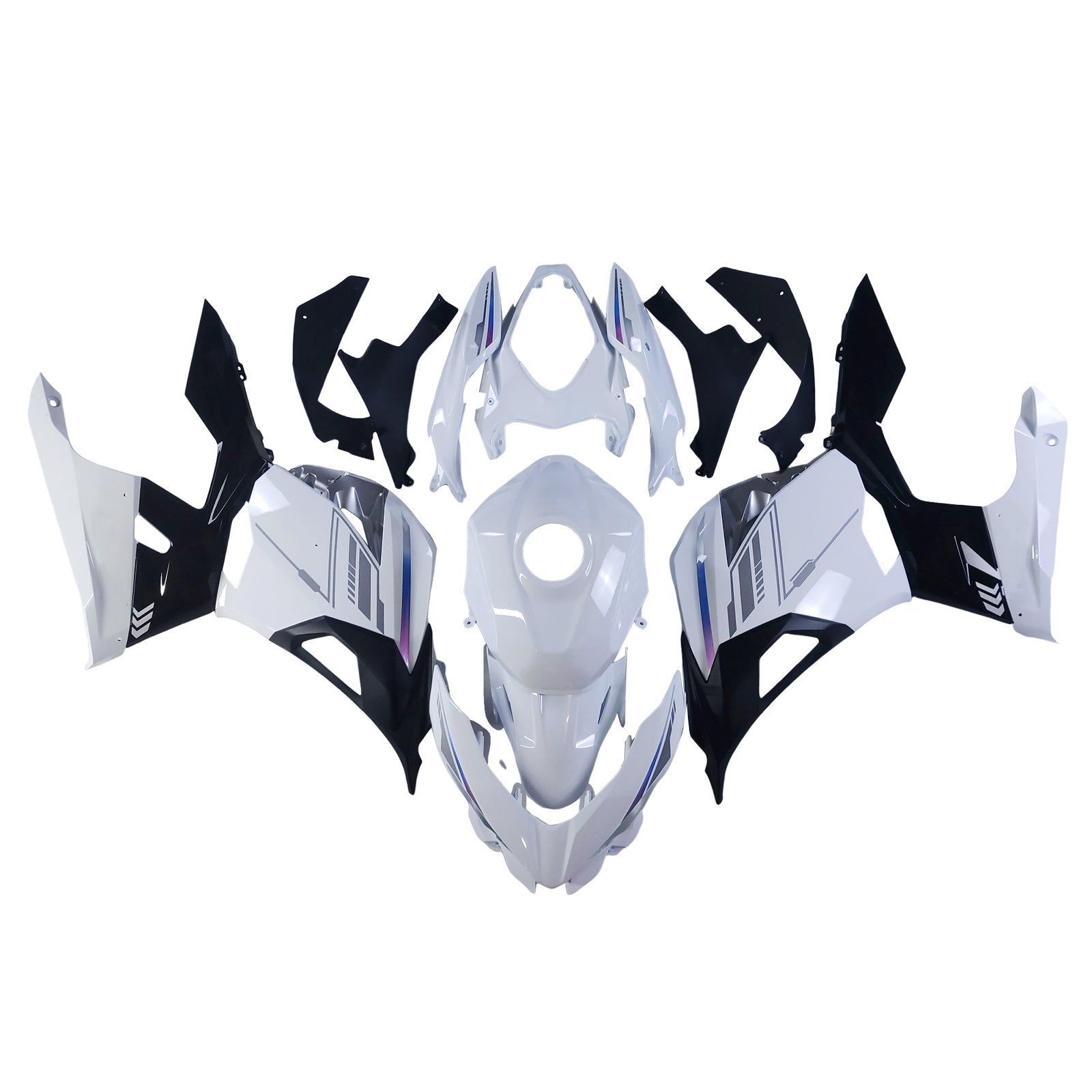 Amotopart 2018-2024 Kawasaki EX400 Ninja400 Perlweiß&Schwarzes Verkleidungsset