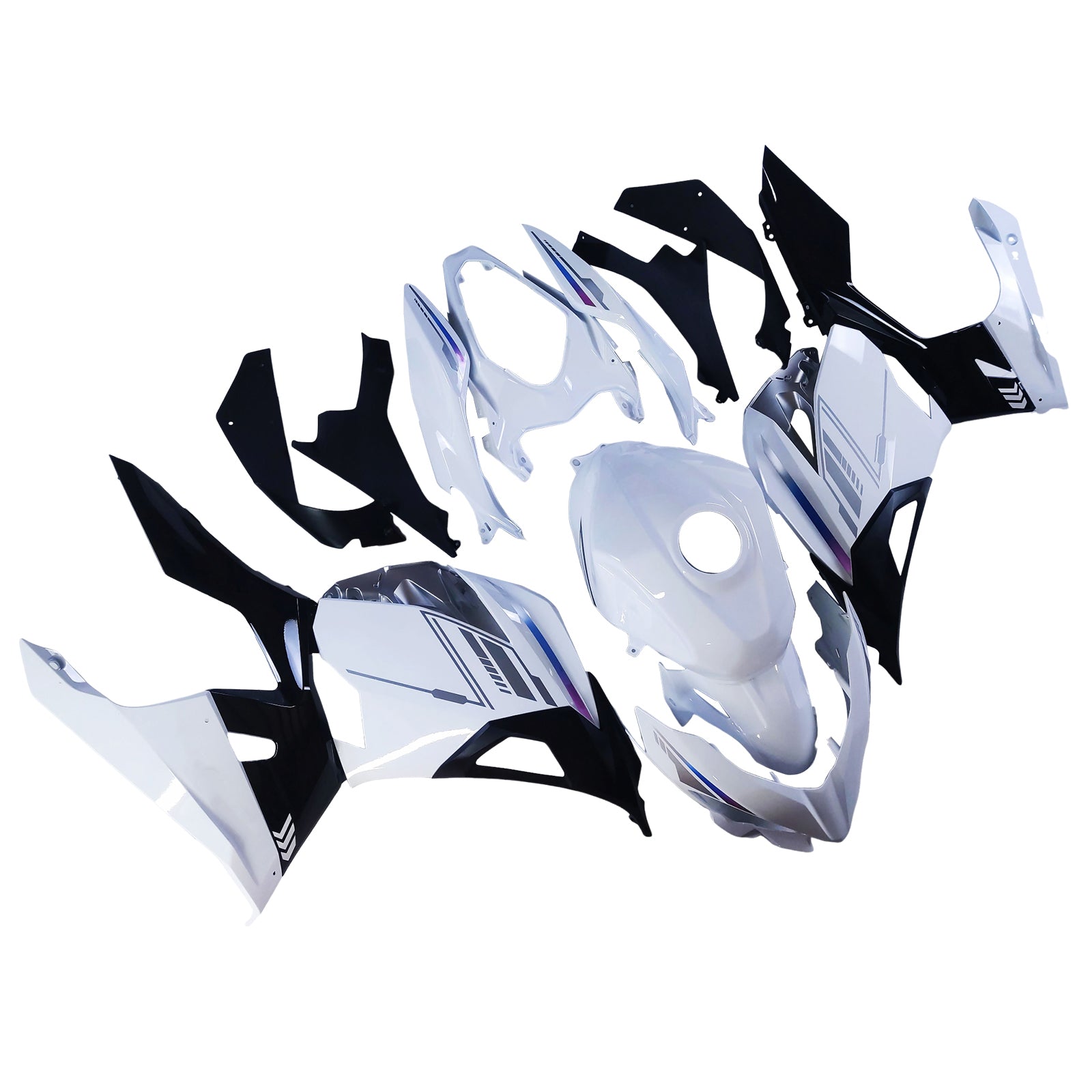 Amotopart 2018-2024 Kawasaki EX400 Ninja400 Perlweiß&Schwarzes Verkleidungsset