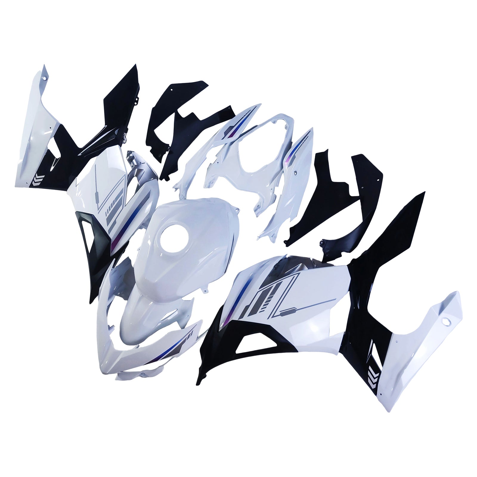 Amotopart 2018-2024 Kawasaki EX400 Ninja400 Perlweiß&Schwarzes Verkleidungsset