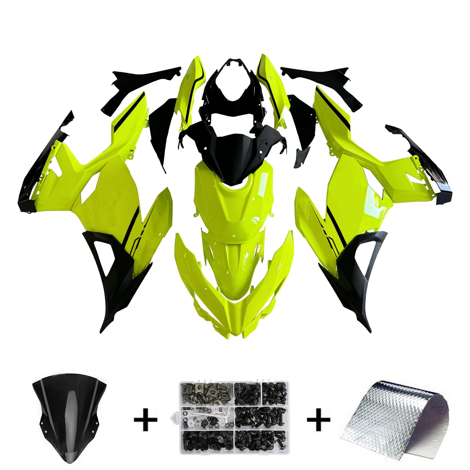 Amotopart 2018-2024 Kawasaki Ex400 Ninja400 Chartreuse Failing Kit