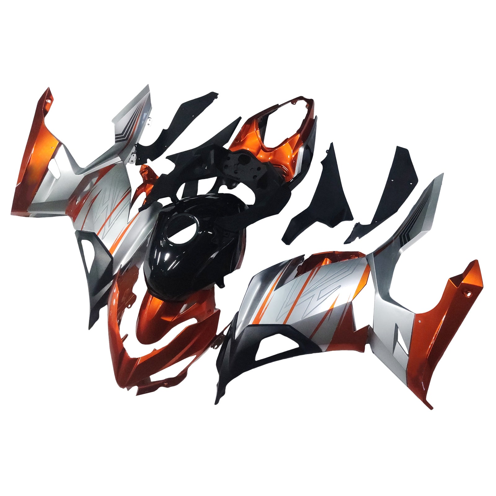 Amotopart Kawasaki EX400/Ninja400 2018-2023 シルバー&オレンジ フェアリングキット