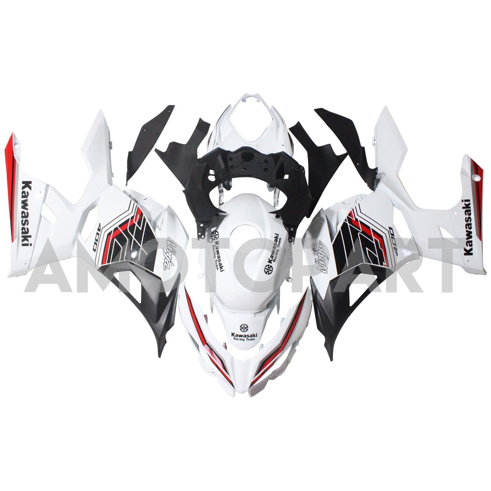 AMOTOPT KAWASAKI EX400/NINJA 400 2018-2023 KIT de carenagem Branco e Black