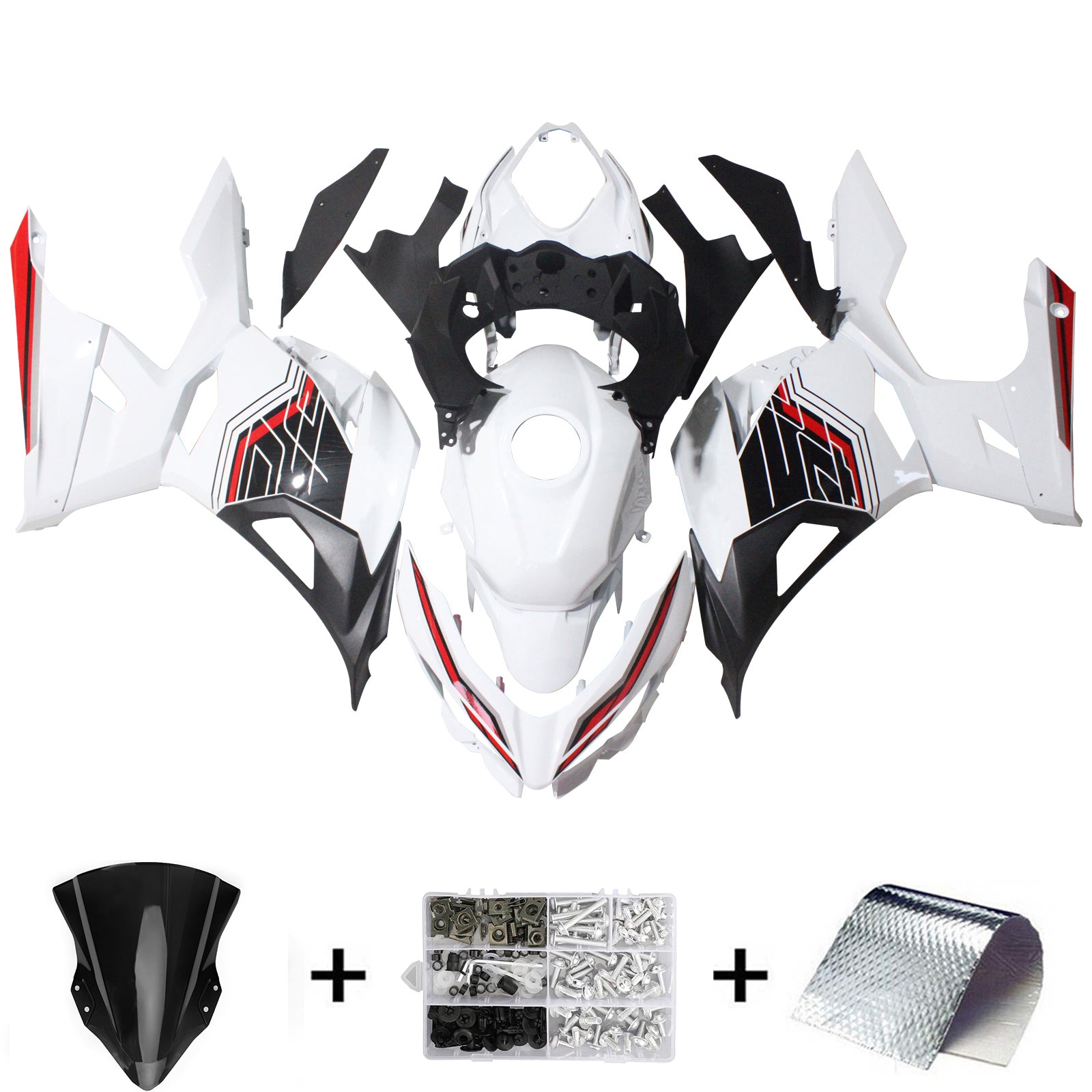 AMOTOPART KAWASAKI EX400/NINJA 400 2018-2023 WIT & BLACK Fairing Kit