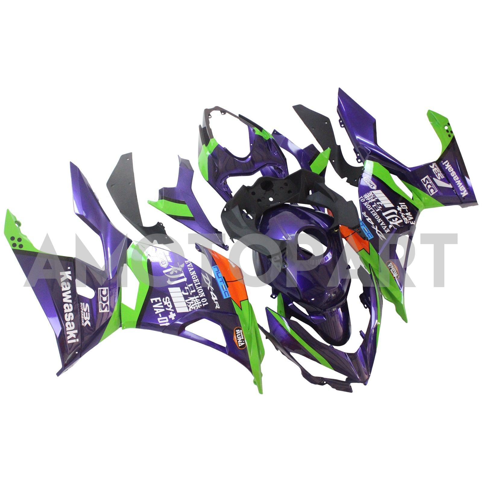 Amotopart Kawasaki EX400/Ninja400 2018-2023 Green&Orange Fairing Kit
