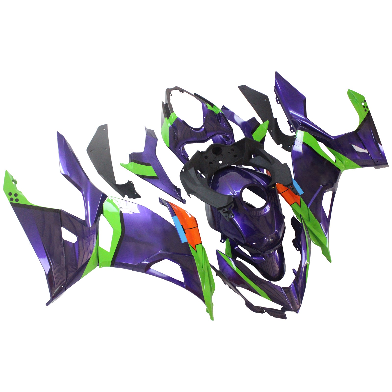 Amotopart Kawasaki EX400/Ninja400 2018-2023 Green&Orange Fairing Kit