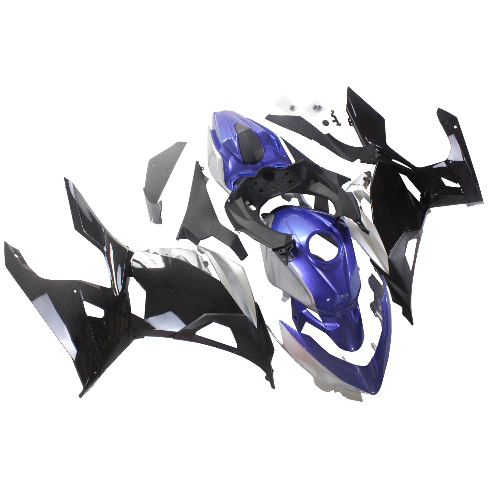 Amotopart Kawasaki EX400/Ninja400 2018-2023 Silver&Blue Fairing Kit