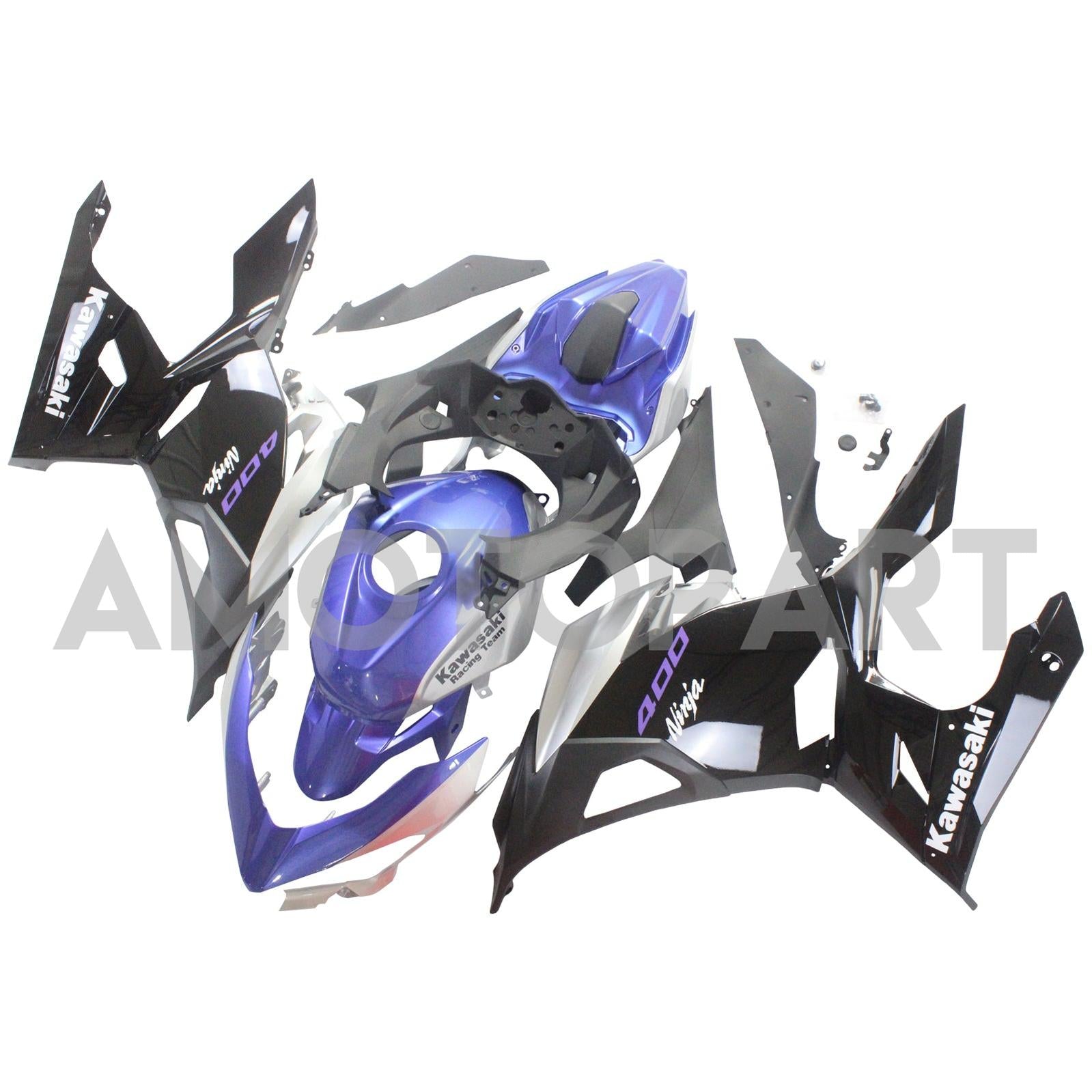 Amotopart Kawasaki EX400/Ninja400 2018-2023 Silver&Blue Fairing Kit