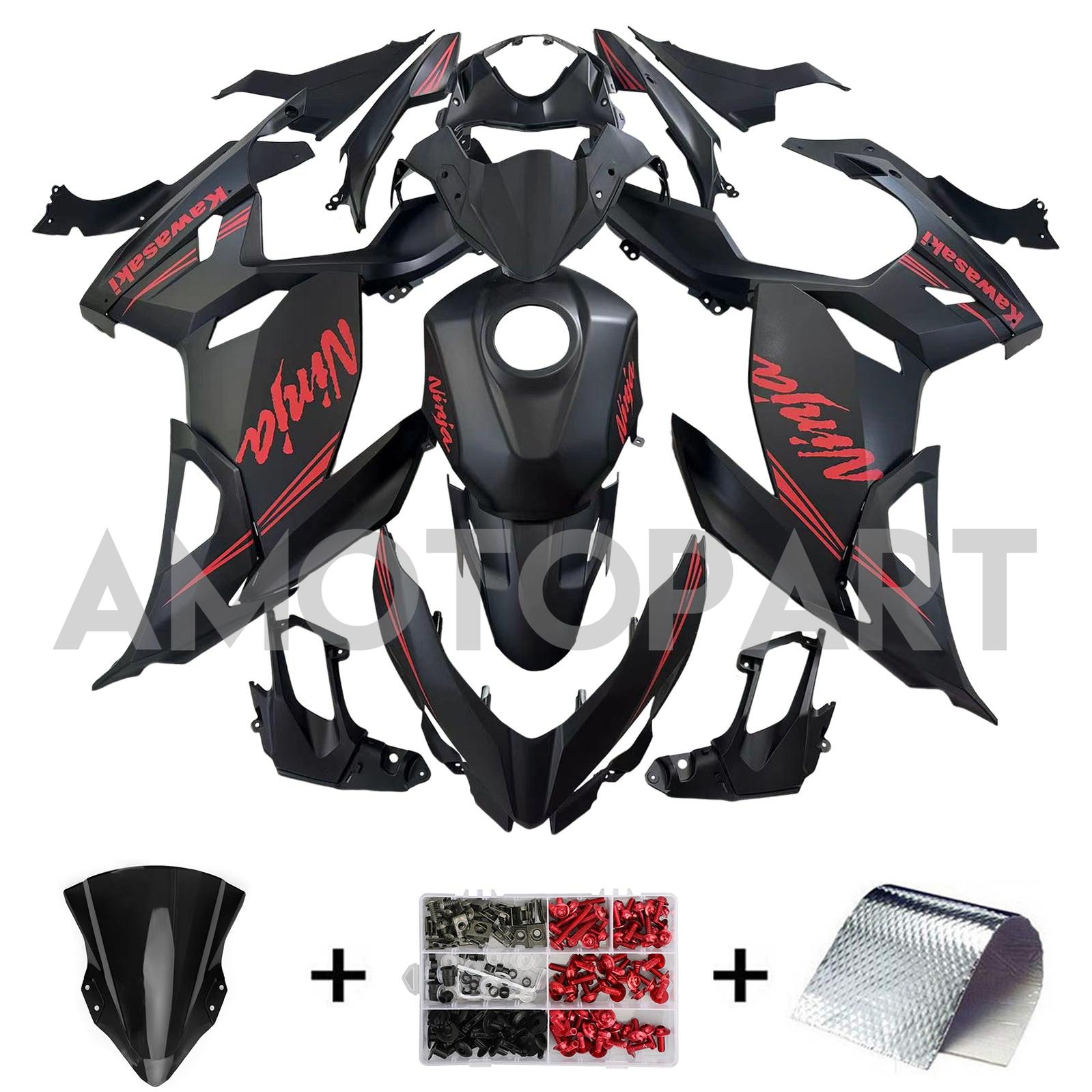 Amotopart Kawasaki EX400/Ninja400 2018-2023 Black&Orange Fairing Kit