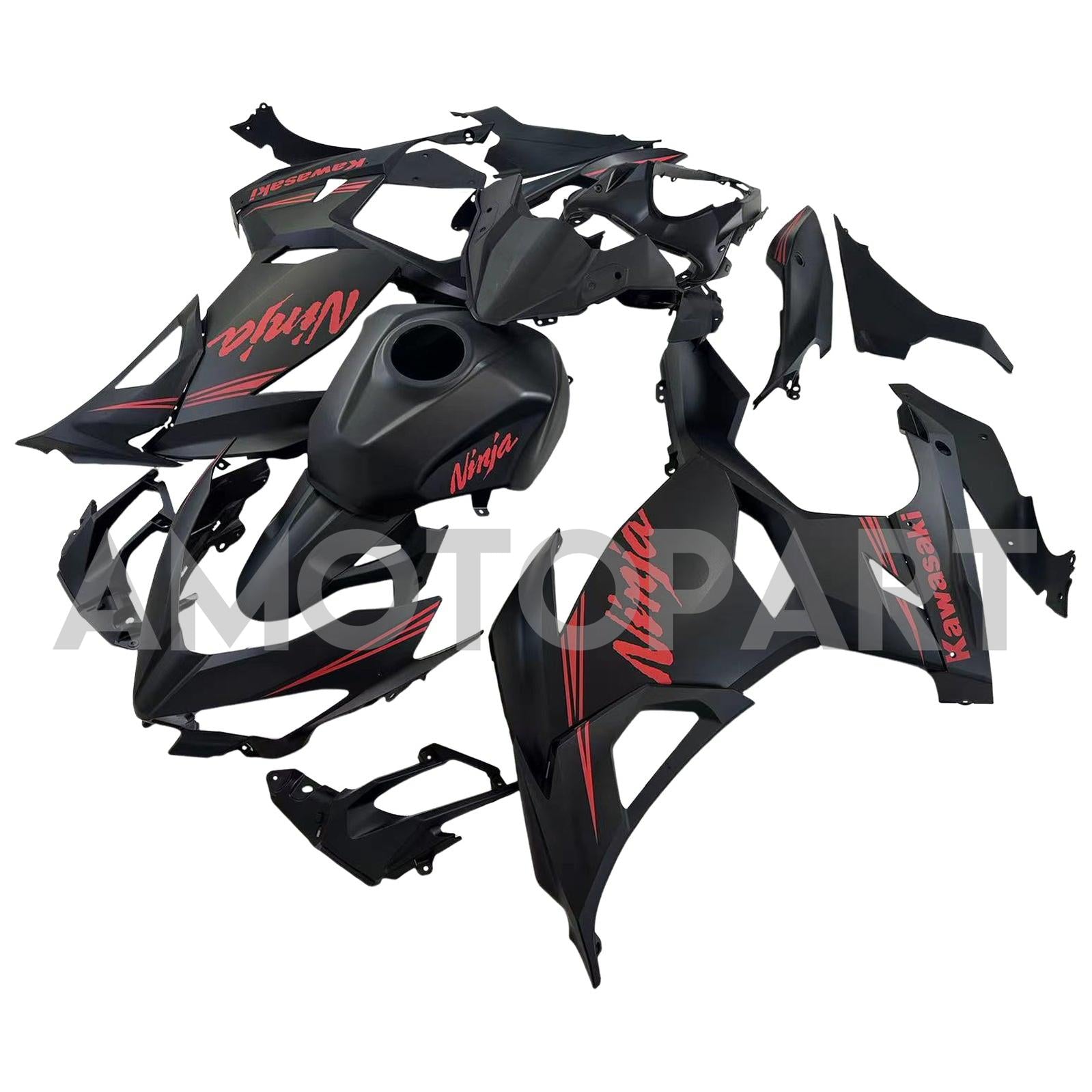 Amotopart Kawasaki EX400/Ninja400 2018-2023 Black&Orange Fairing Kit