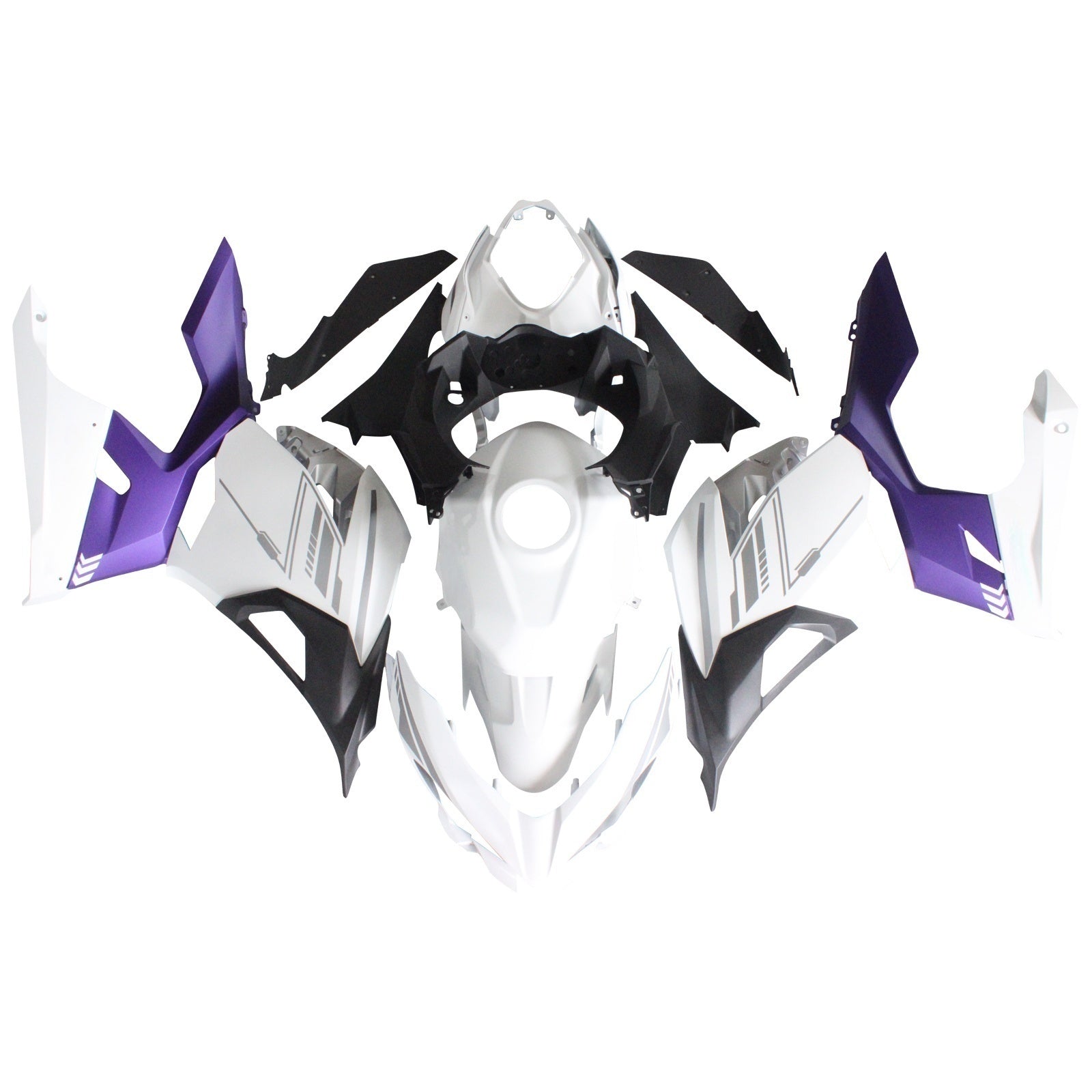 Amotopart Kawasaki EX400/Ninja400 2018-2023 Matte White&Purple Fairing Kit