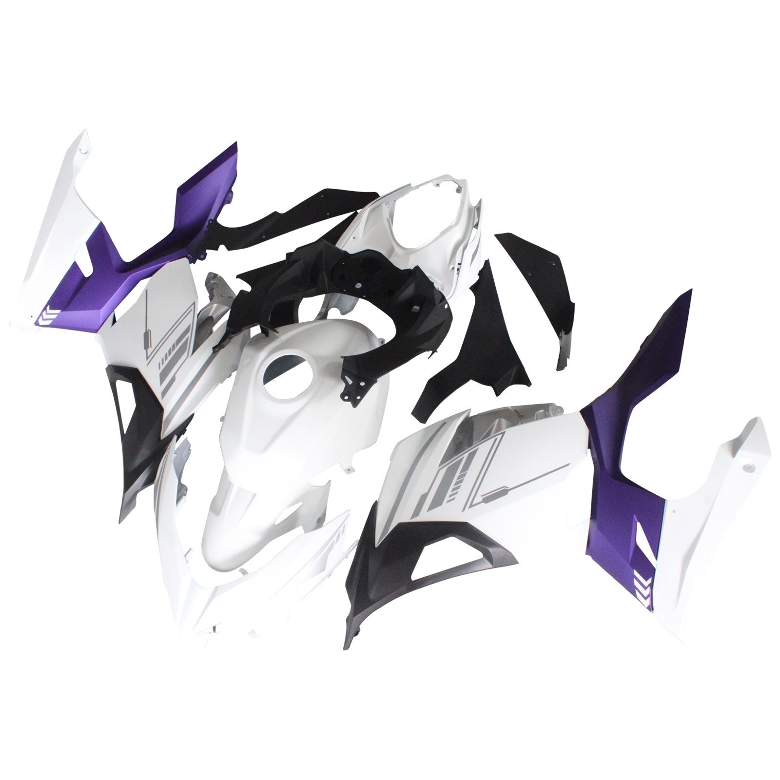 Amotopart Kawasaki EX400/Ninja400 2018-2023 Matte White&Purple Fairing Kit