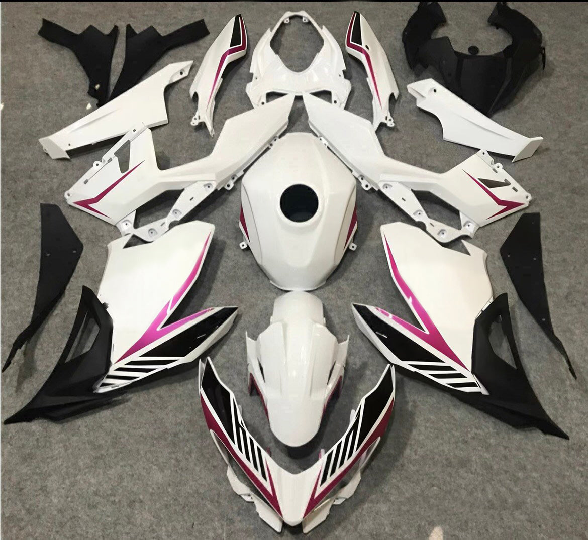 Amotopart Kawasaki EX400/NINJA400 2018-2023 White & Pink Fairing Kit