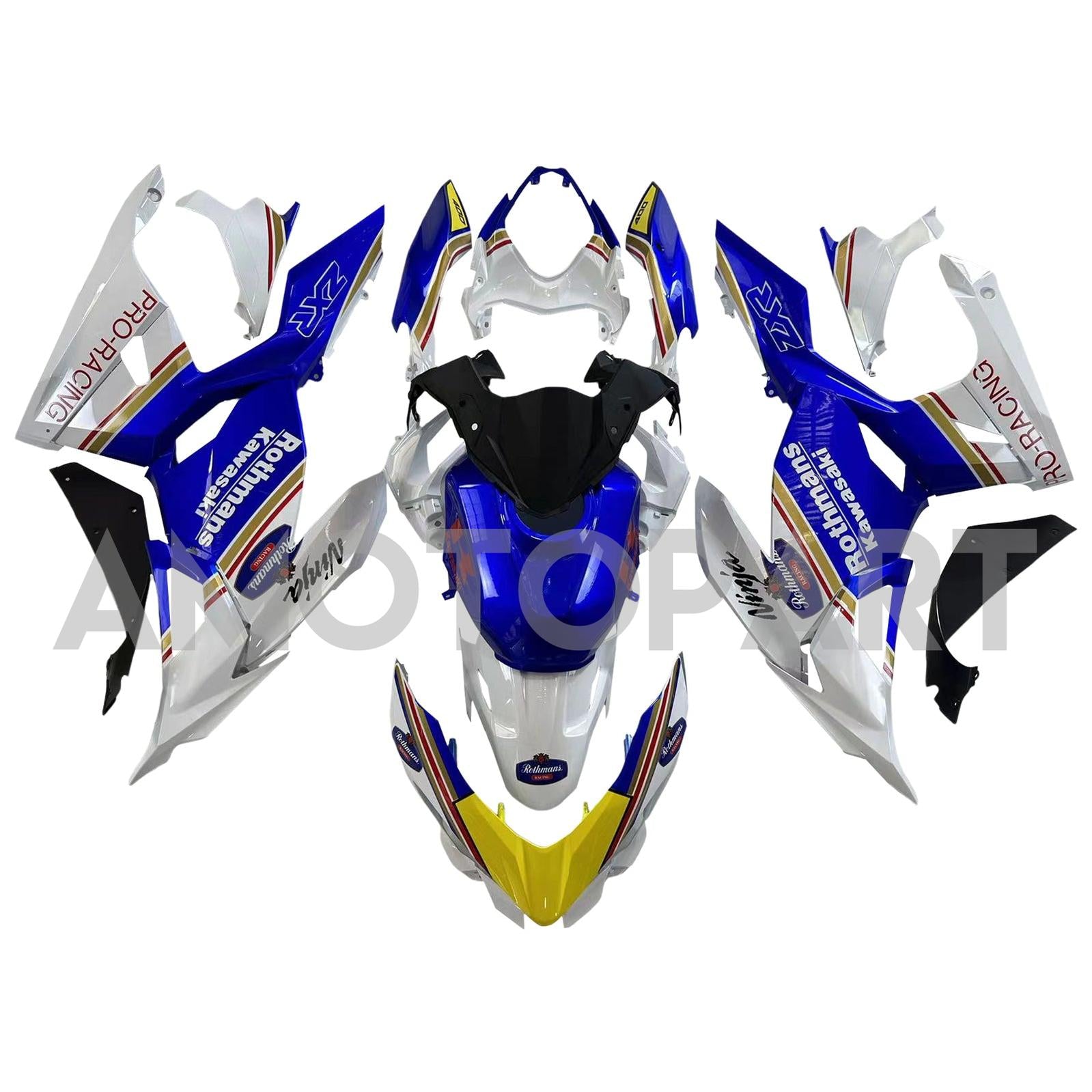 Amotopart 2018-2024 Kawasaki EX400/Ninja400 Verkleidungskit Sammlung Zwei