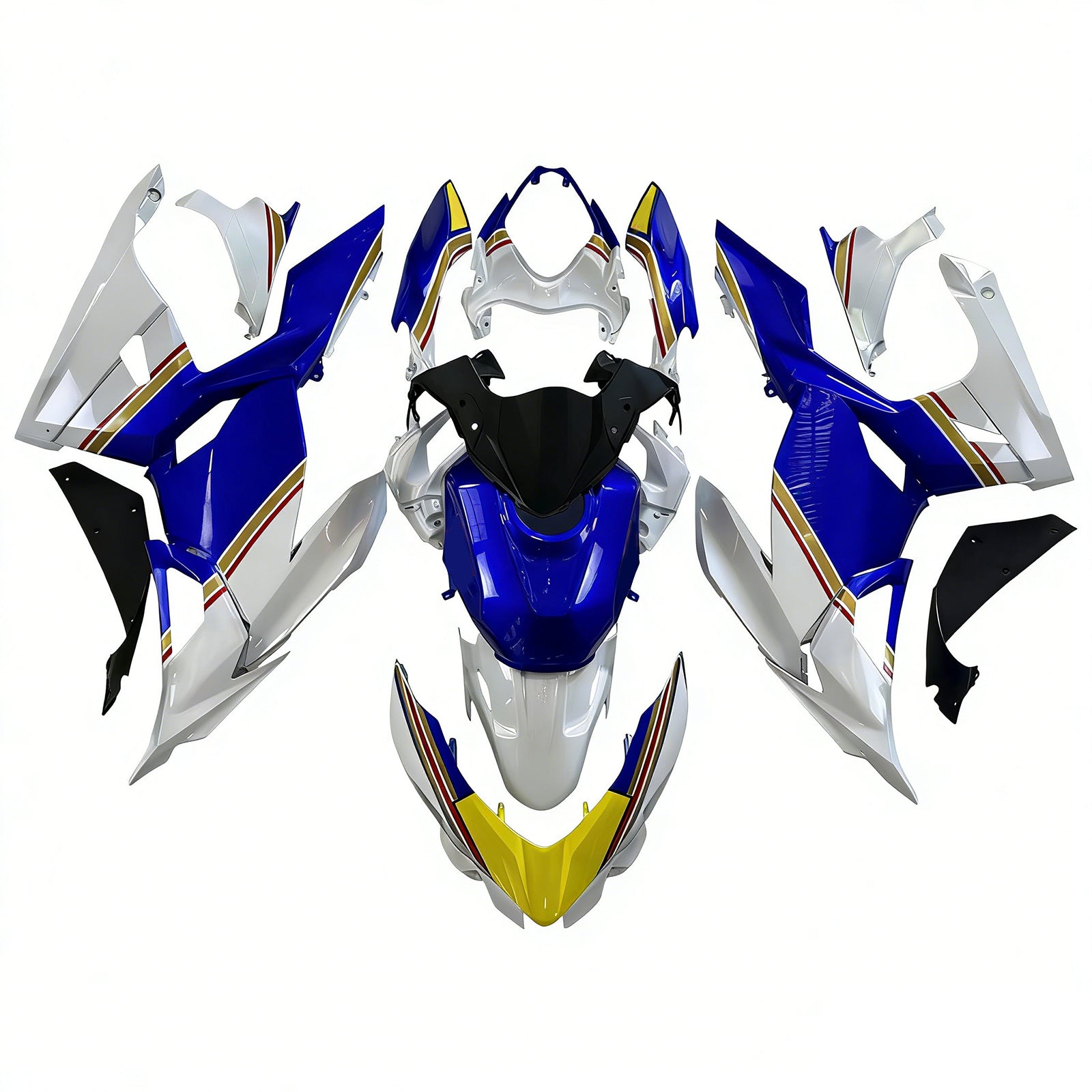 Amotopart Kawasaki EX400/Ninja400 2018-2023 Blue&Yellow Fairing Kit