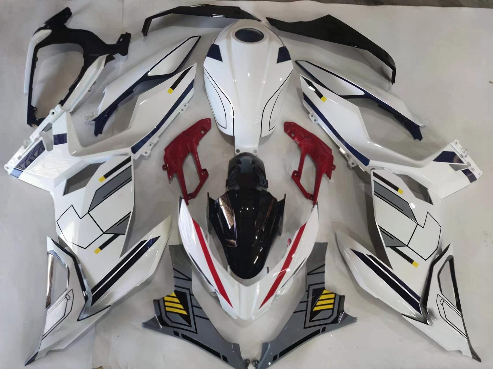 Amotopart Kawasaki EX400/Ninja400 2018-2023 Weiß&Grauer Verkleidungssatz