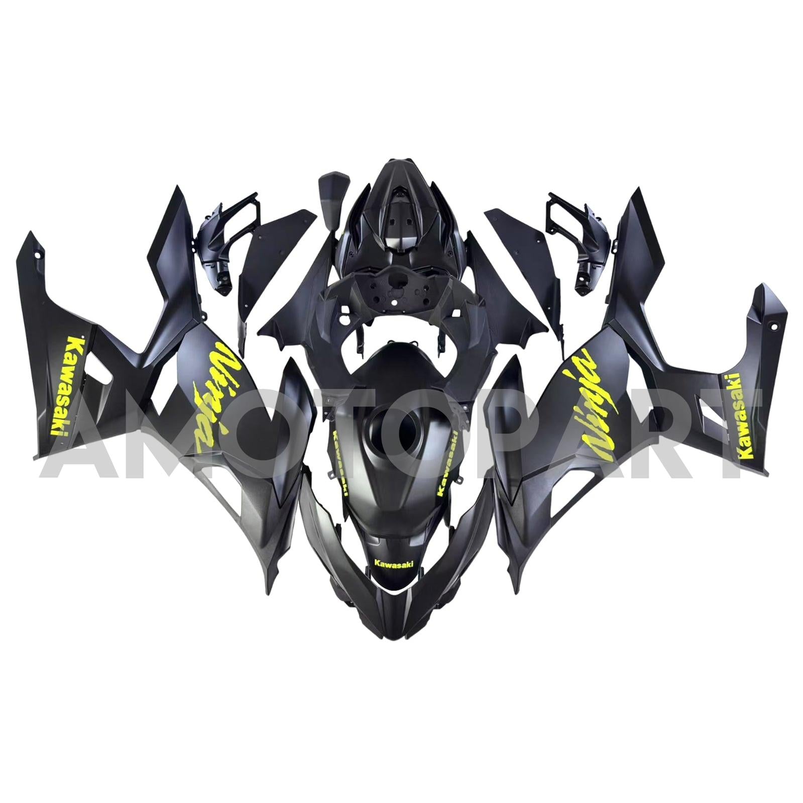 Amotopart Kawasaki EX400/Ninja400 2018-2023 Noir&Kit de carénage jaune