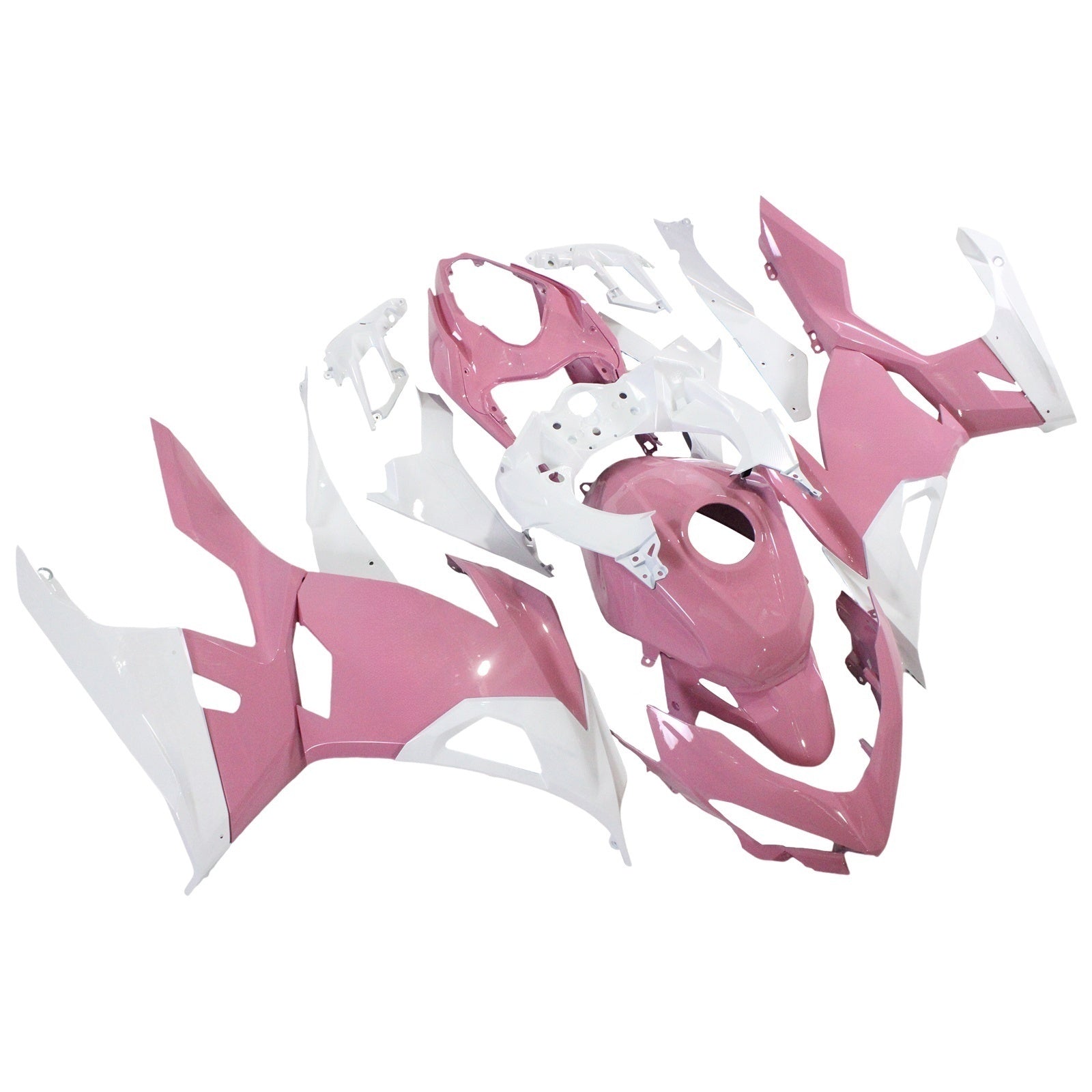 Kit de carenado Amotopart Kawasaki EX400/Ninja 400 2018-2023 rosa y blanco