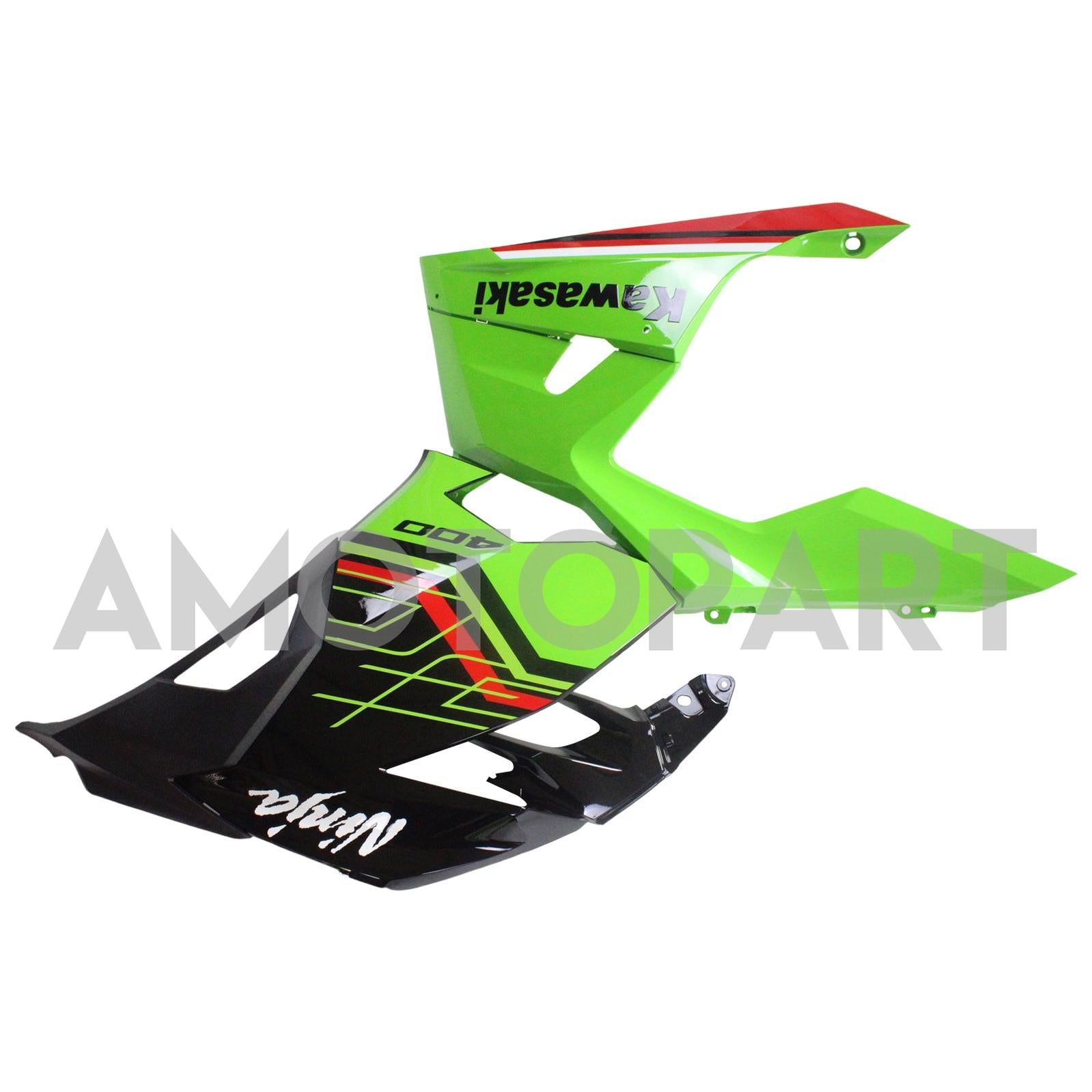 Amotopart Kawasaki EX400/Ninja400 2018-2023 Grün&Schwarzes Style1-Verkleidungskit