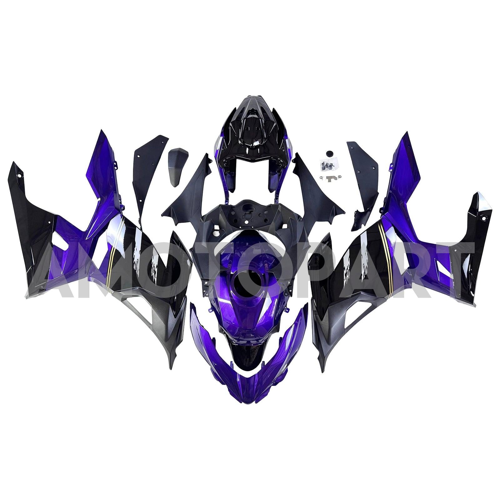 Amotopart 2018-2024 Kawasaki EX400 Ninja400 Black Dark Purple Fairing Kit