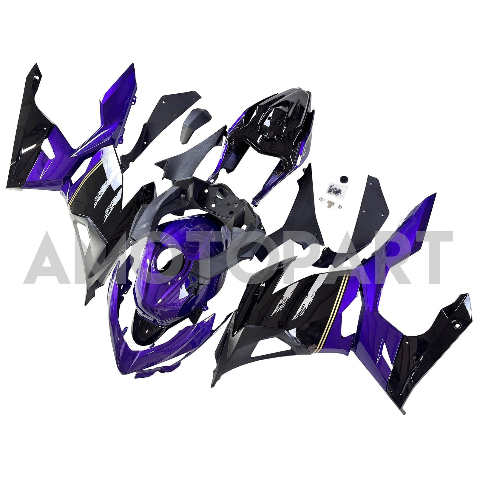 Amotopart 2018-2024 Kawasaki EX400 Ninja400 Black Dark Purple Fairing Kit