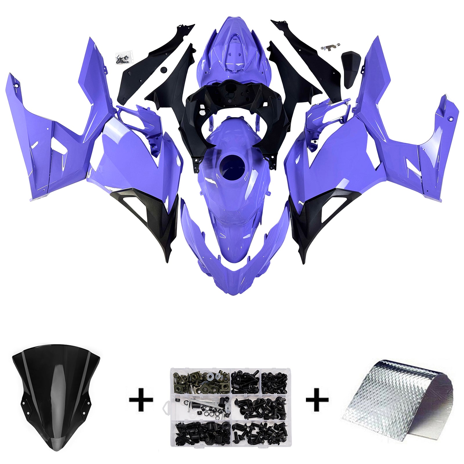 Amotopart 2018-2024 Kawasaki EX400 Ninja400 Purple Fairing Kit