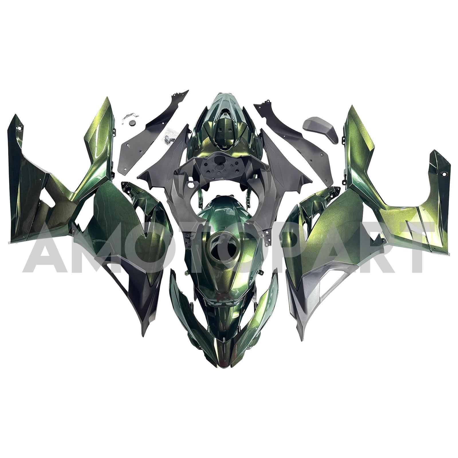 Amotopart 2018-2024 Kawasaki EX400 Ninja400 Gradient Green Yellow Fairing Kit
