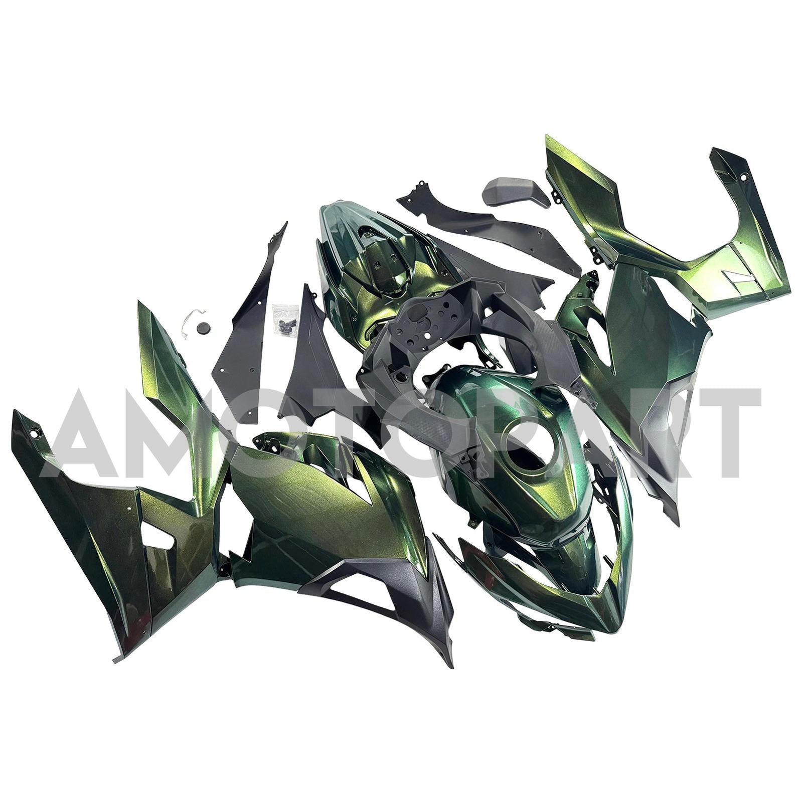 Amotopart 2018-2024 Kawasaki EX400 Ninja400 Gradient Green Yellow Fairing Kit