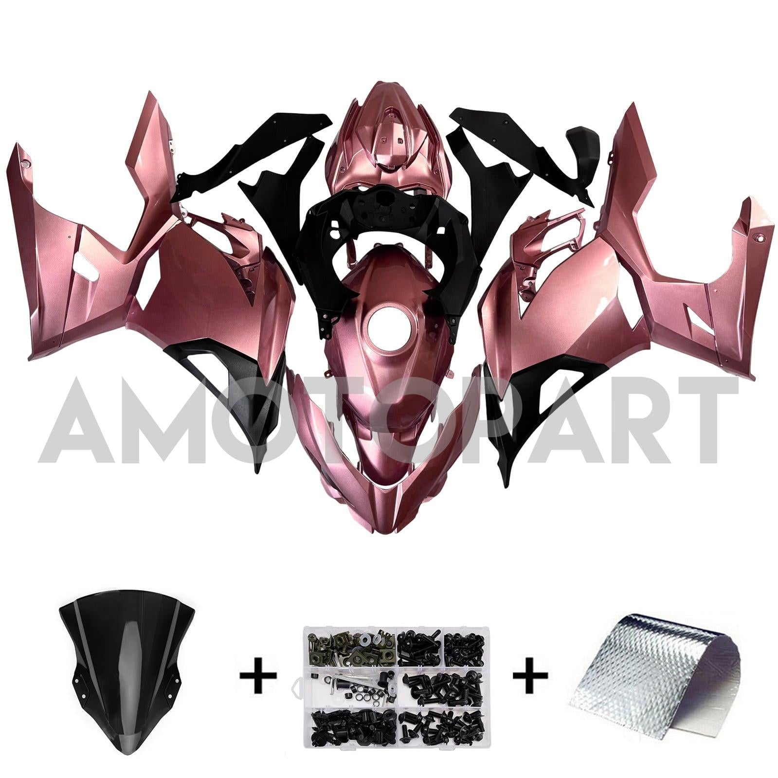 Amotopart 2018–2024 Kawasaki EX400 Ninja400 Pink Verkleidungsset