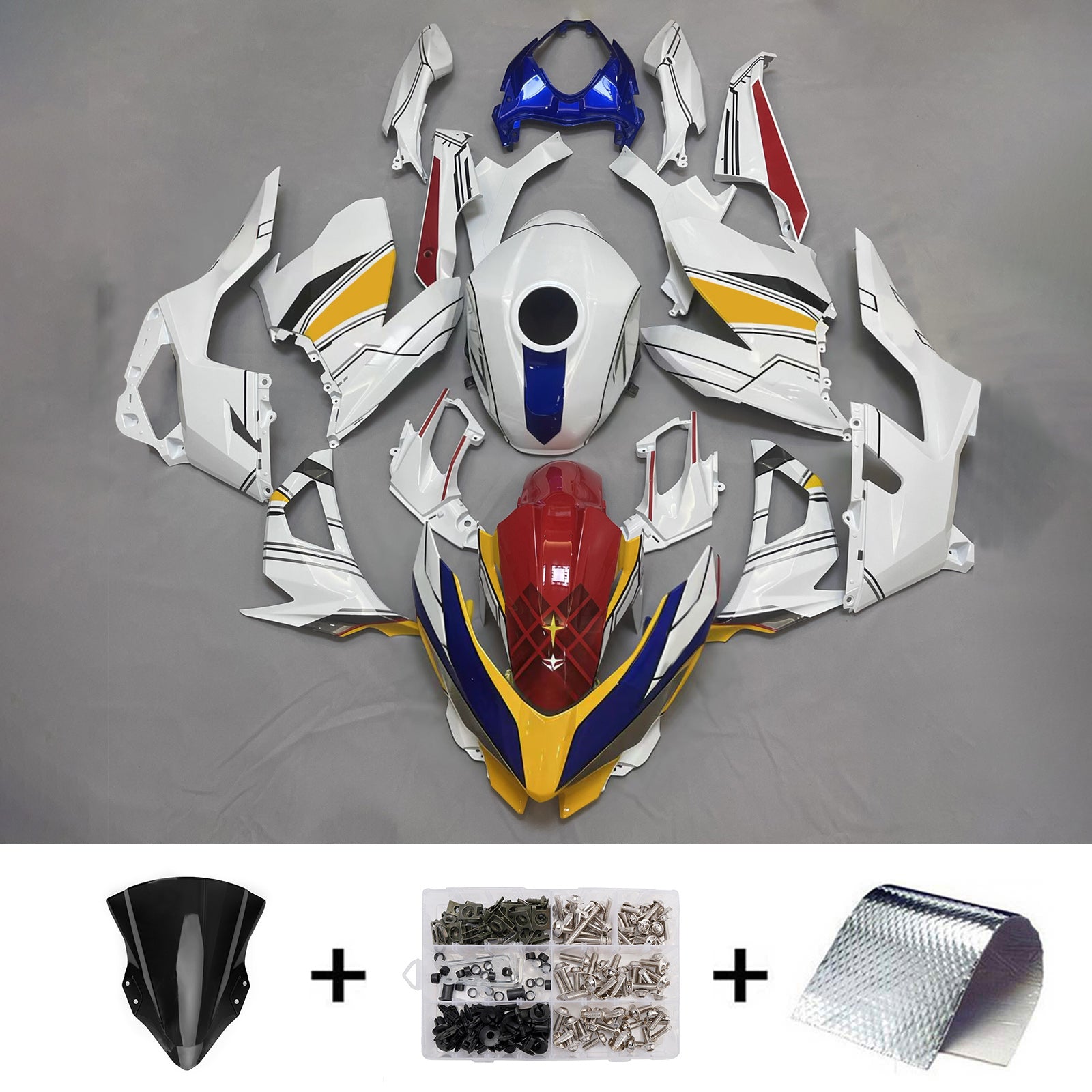 Amotopart 2018-2024 Kawasaki EX400/Ninja400 Hvid Blå Rød Gul Fairing Kit