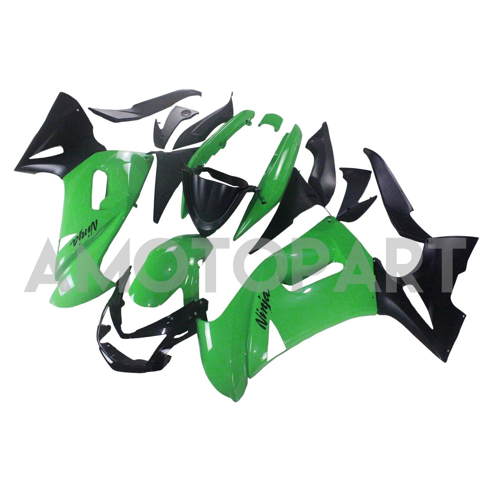 Amotopart Kawasaki 2006-2008 ER6F/Ninja650 Kit de carenado verde y negro