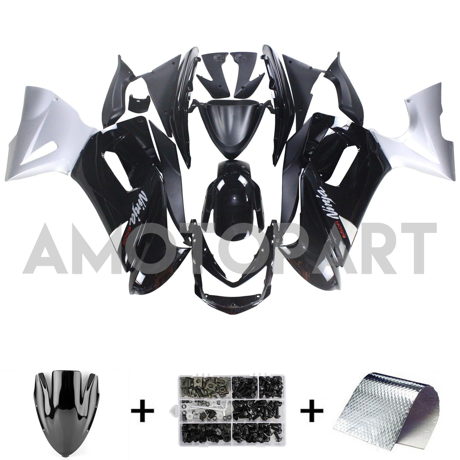 Amotopart Kawasaki 2006-2008 ER6F/NINJA650 Black Fairing Kit
