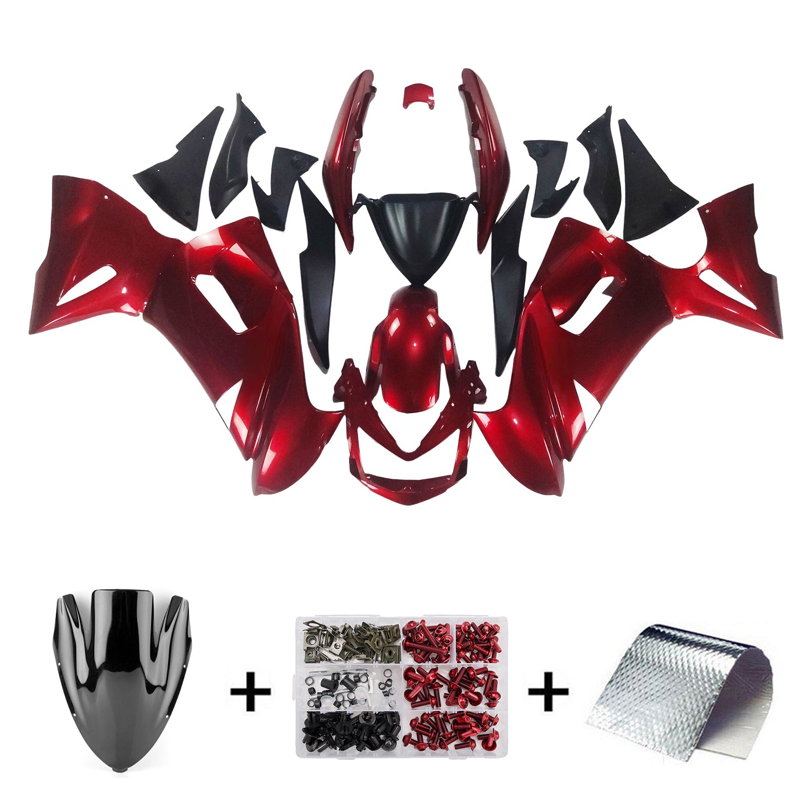Amotopart Kawasaki 2006-2008 ER6F/Ninja650 Red Fairing Kit